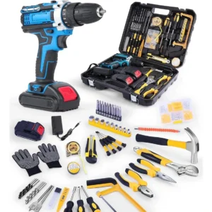 Cordless Electric Drill Bit Set with Screwdriver Utility Tools Vise Pliers Adjustable Wrench Home Repair Kit