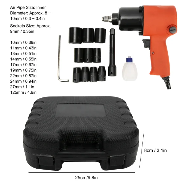 1/2-Inch Pneumatic Wrench Air Tool Set Industrial Grade Auto Repair High Torque 8111T - Image 3